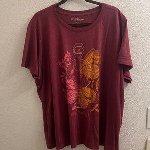 Lucky Brand Burgundy Butterfly Tee